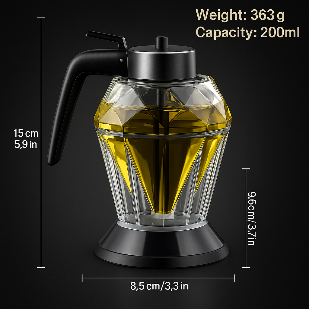 Diamond Glass Oil Dispenser – Precision Pour Bottle