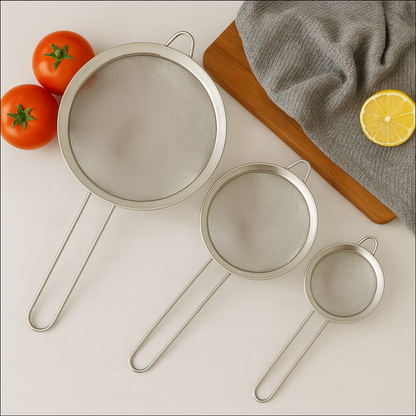 3-Piece Stainless Steel Fine Mesh Strainer Set